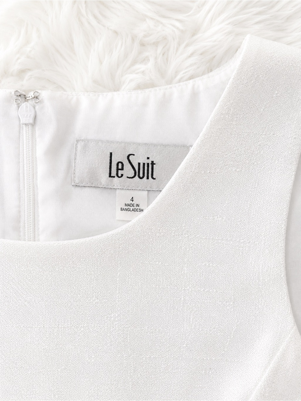 NWT Le Suit White Sheath Dress Size 4 Classic Minimalist Career Wedding Shower - Picture 2 of 3